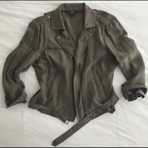 Army green silk bomber