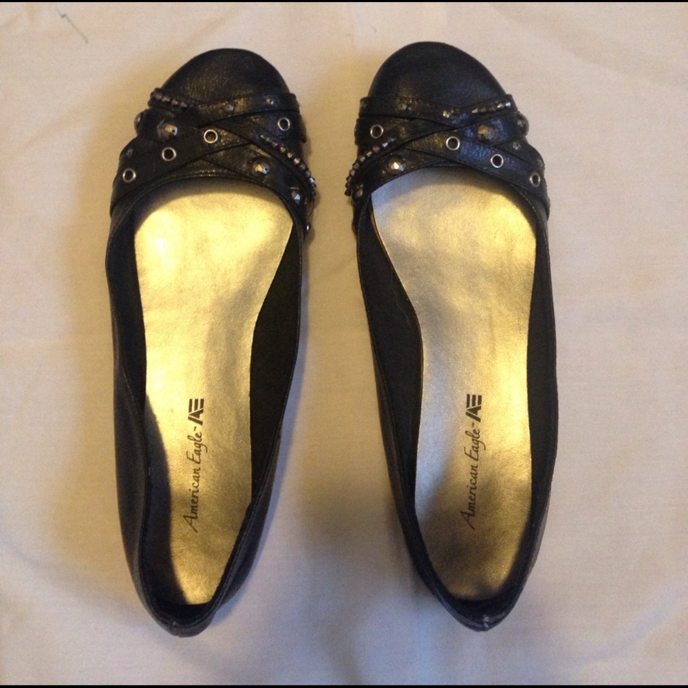 Black flats, worn once