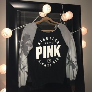 PINK crew neck black long sleeve