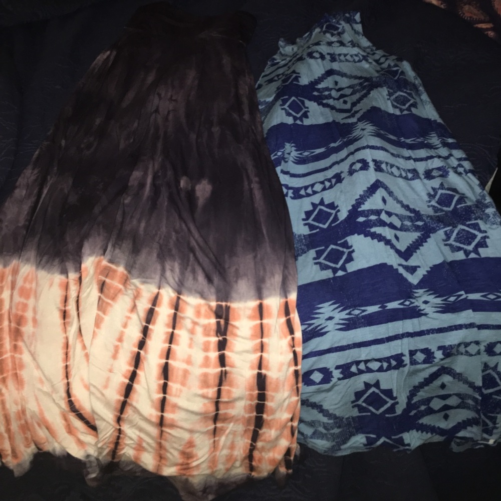 Tie dye and tribal maxi skirt