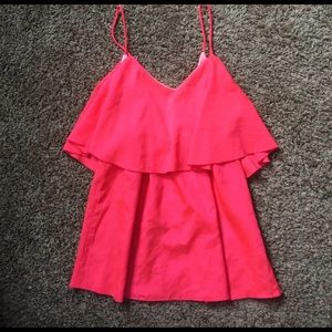 Bright pink flutter top tank top. Size M