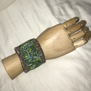 Silver & Turquoise beaded cuff