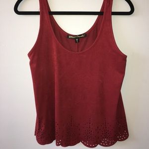 Dark red velvet tank top