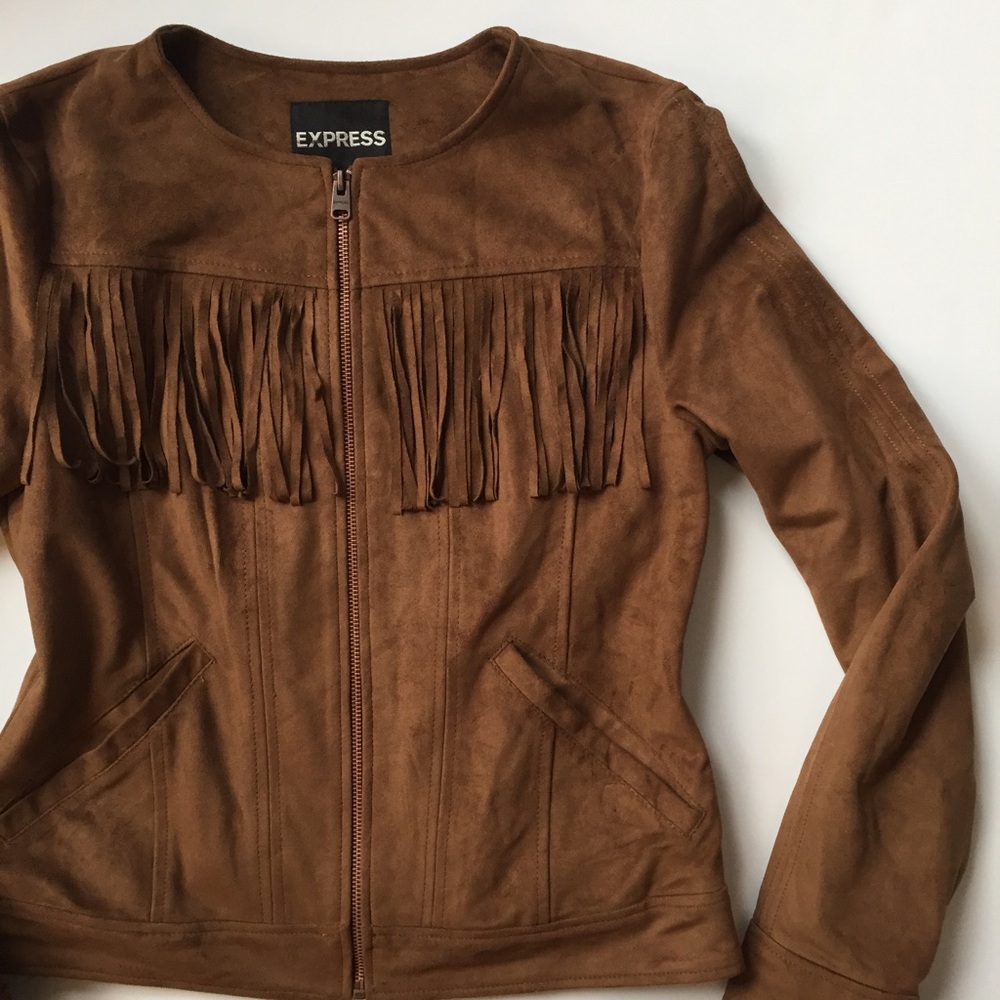 NWT Express Boho Fringe Suede Jacket