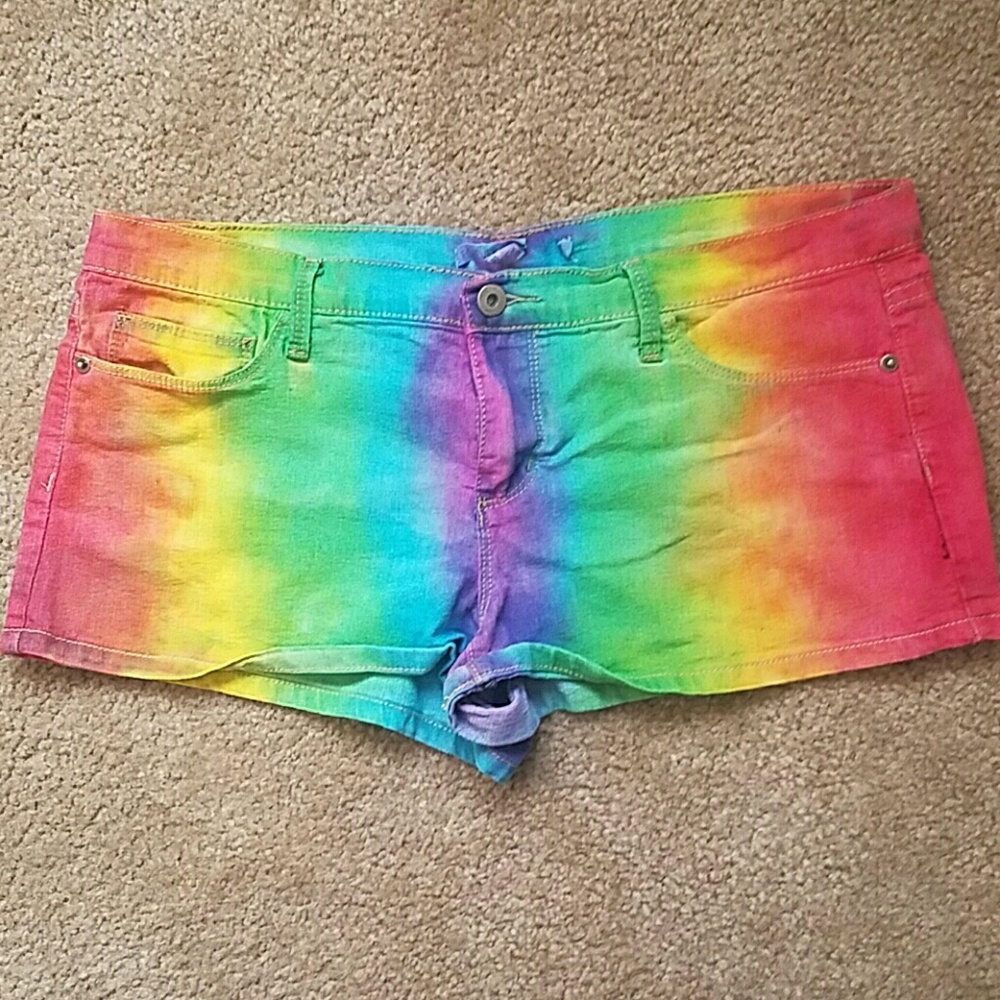 Rainbow denim shorts
