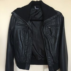 Sparkle & Fade Black Faux Leather Bomber Jacket