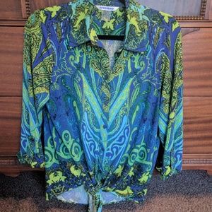 Peter Nygard Paisley Tie-front blouse