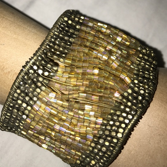 Silver & Turquoise beaded cuff - Picture 2 of 2