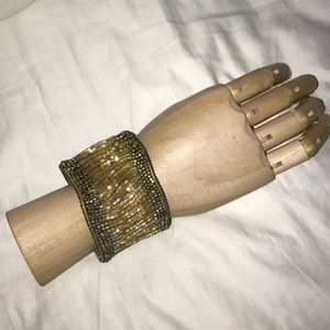 Silver & Turquoise beaded cuff