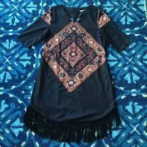 Beautiful Print Fringe Dress