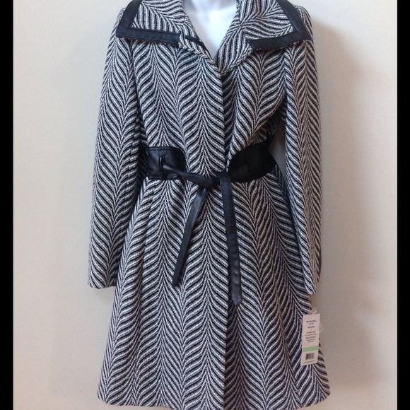 Via Spiga Jackets & Blazers - Black & White VIA SPIGA Dress Coat w Leather Trim