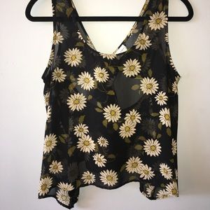 See through floral tank top