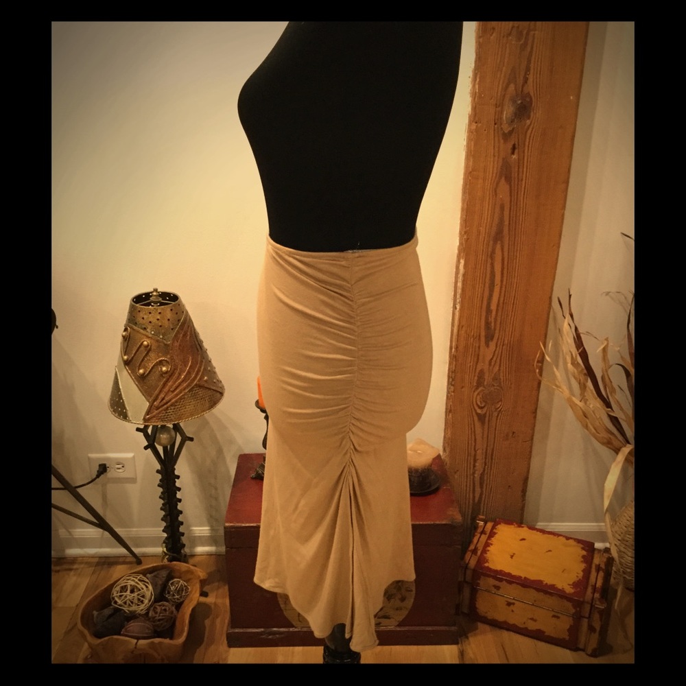 Maggie Barry Collection Beige Asymmetrical Skirt