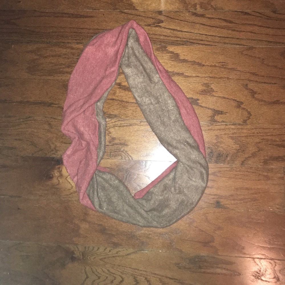 Brown and red/orange infinity scarf