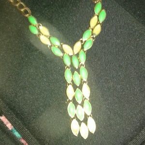 SALE! Vintage choker and Y shape 2 green color stones unique and stylish