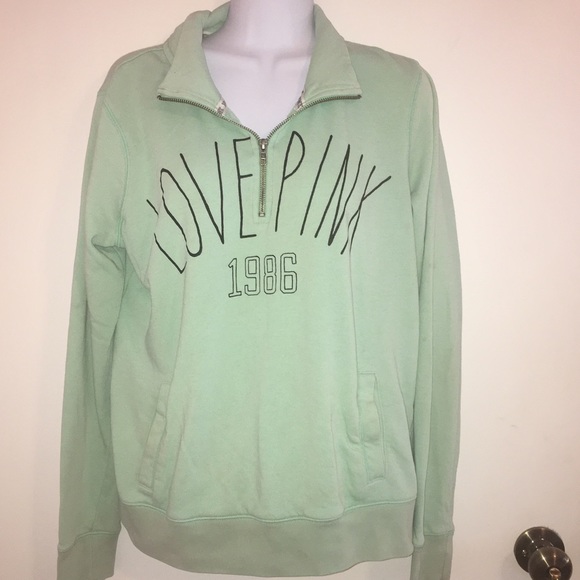 PINK Victoria's Secret Tops - Pink Victoria's Secret Sweatshirt - Mint Green