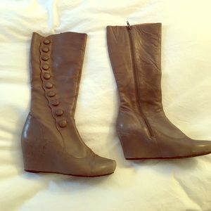 Miz Mooz "Fergie" tall button down wedge boots