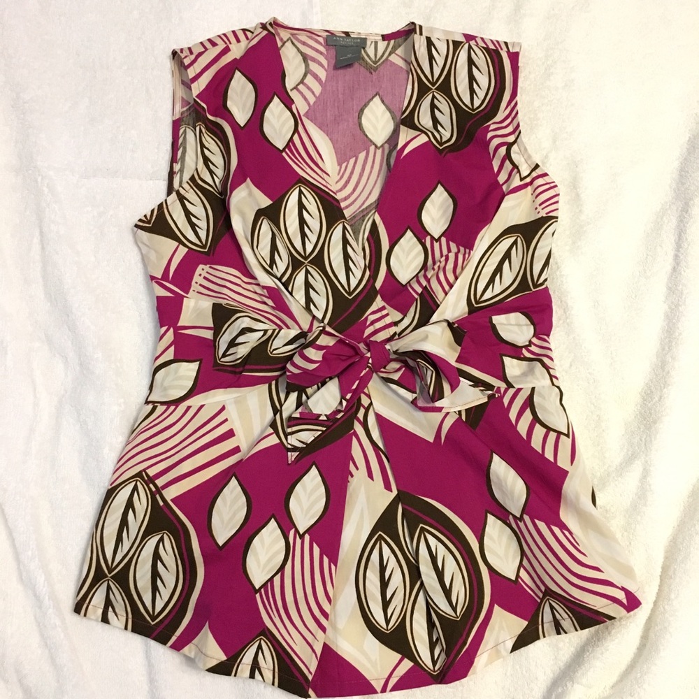 Ann Taylor Mock Wrap Sleeveless Blouse