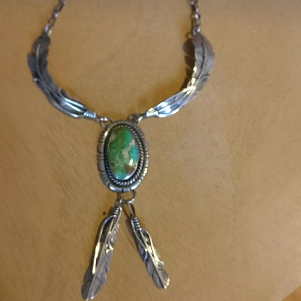 Authentic Navajo Real Turquoise Sterling Necklace - Picture 2 of 4
