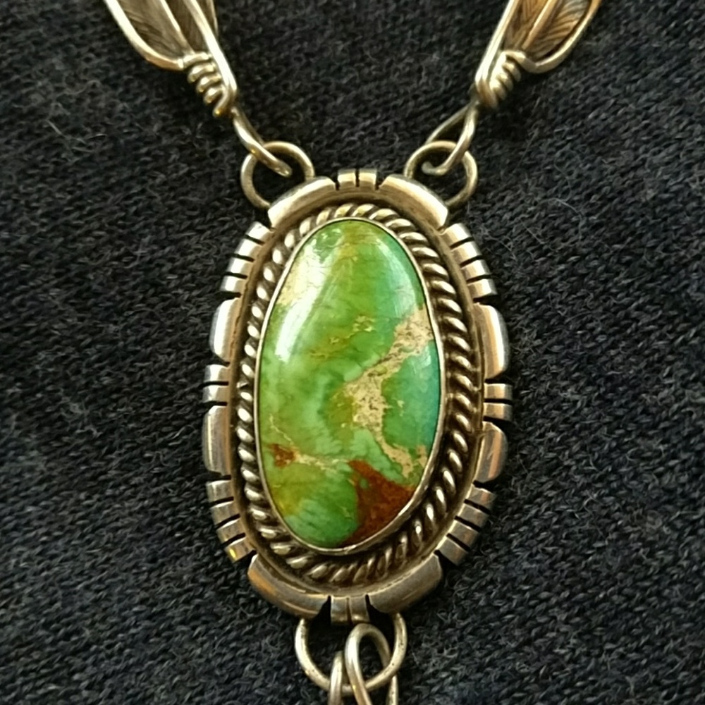 Authentic Navajo Real Turquoise Sterling Necklace - Picture 3 of 4
