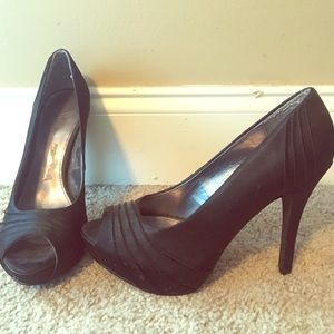 Black open toe heels