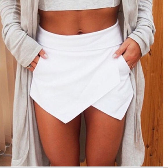 Haute Ellie Pants - ❗️CLEARANCE White Asymmetrical Skort