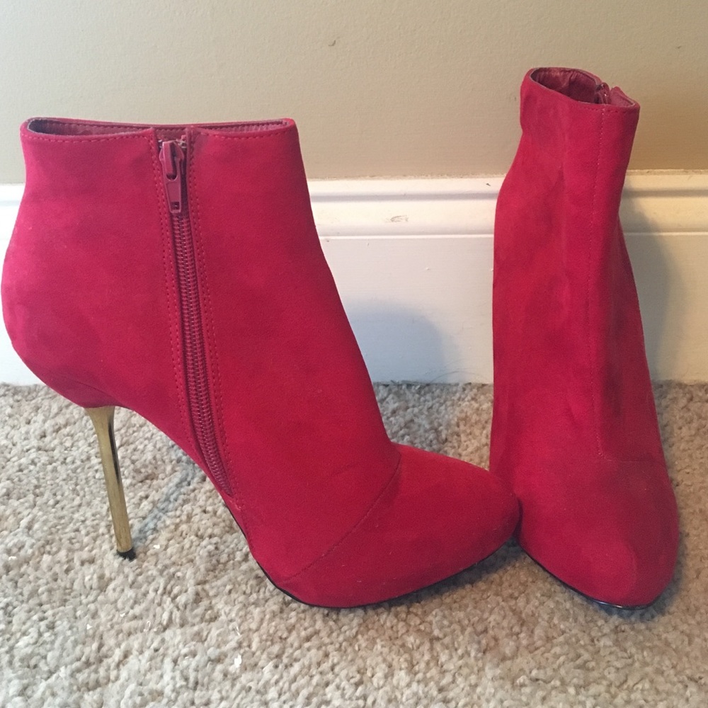 Red ankle booties