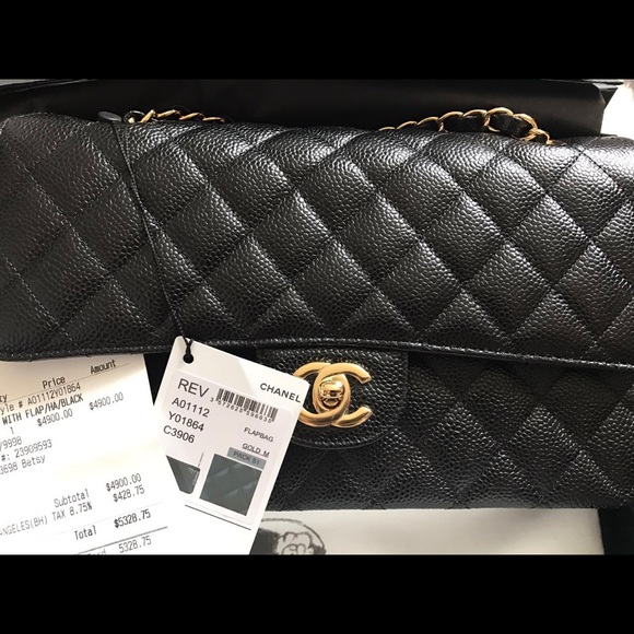 Chanel medium caviar classic black gold - Picture 1 of 3