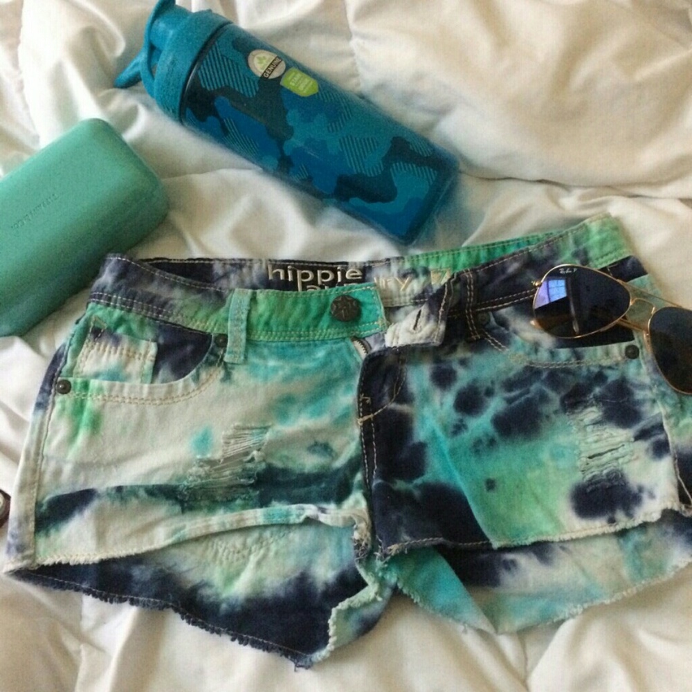 Tie dye denim shorts SOLD ON MERC :)