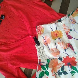 Crystal Kobe Bright Watermelon Buttondwn Cardigan