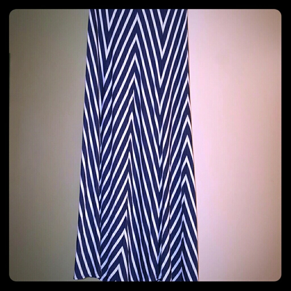 Blue/White Chevron Maxi Skirt!