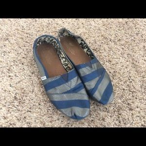 Silver and Blue Toms Size 9.5