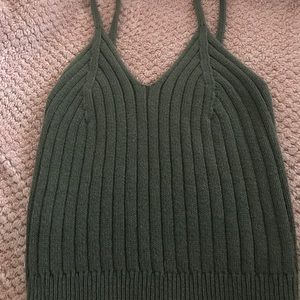 Kendall&kylie Olive Green knitted Crop Top