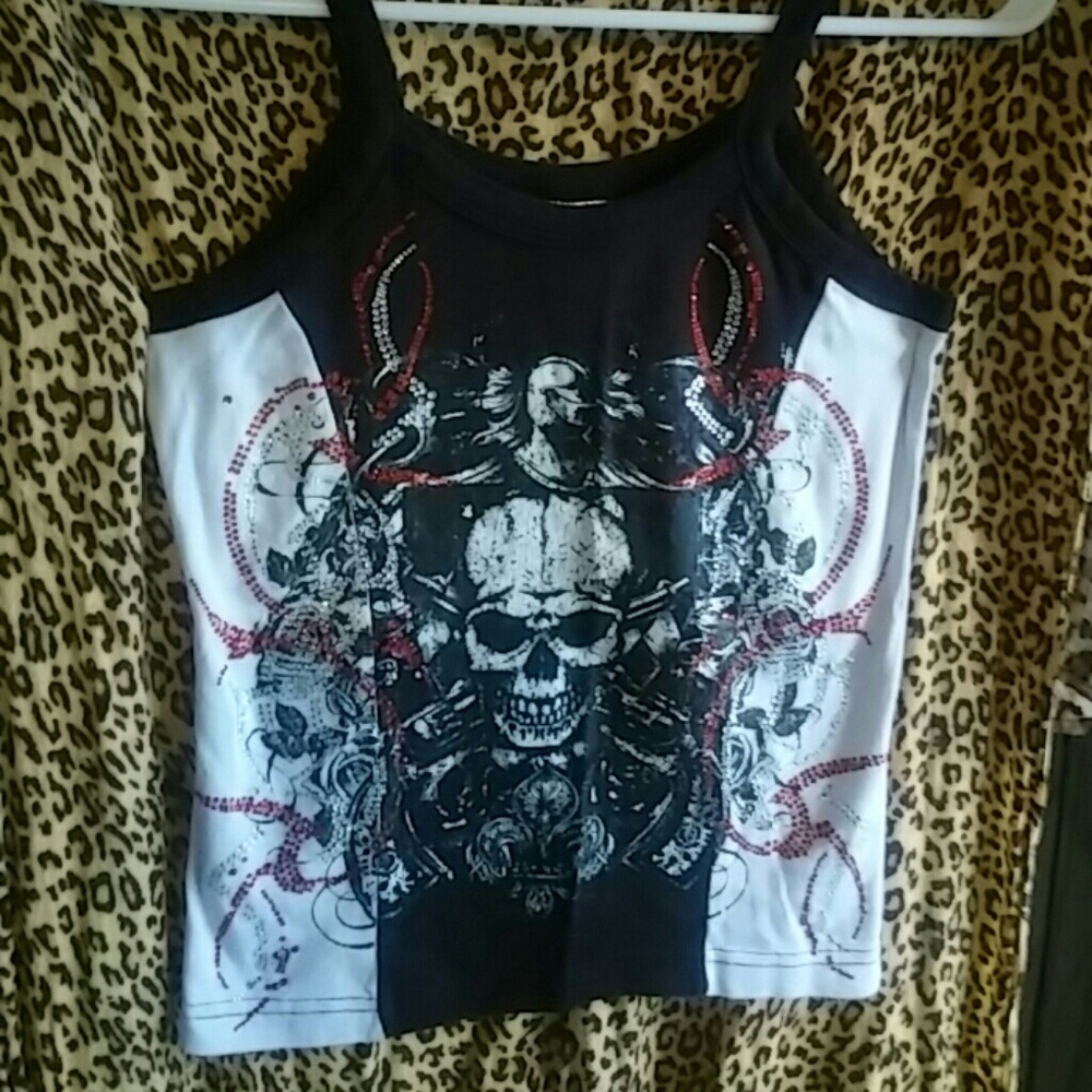 Skull Tank Top w/Rhinestines