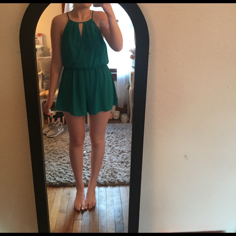 Green chiffon romper