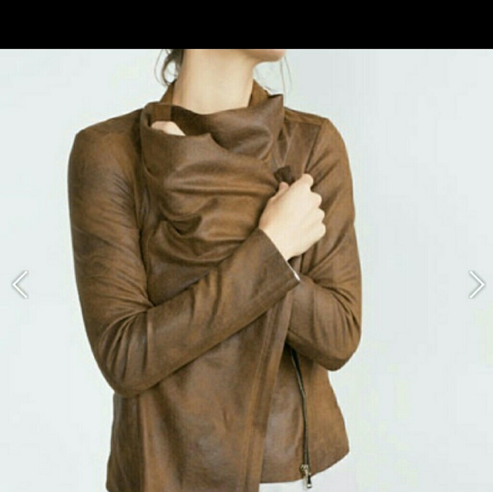 Zara faux suede leather jacket coat blazer size S