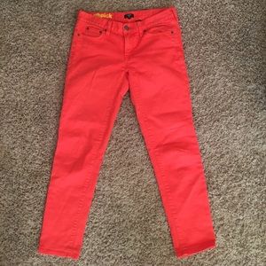 SPRING TREND: CORAL! J Crew toothpick denim