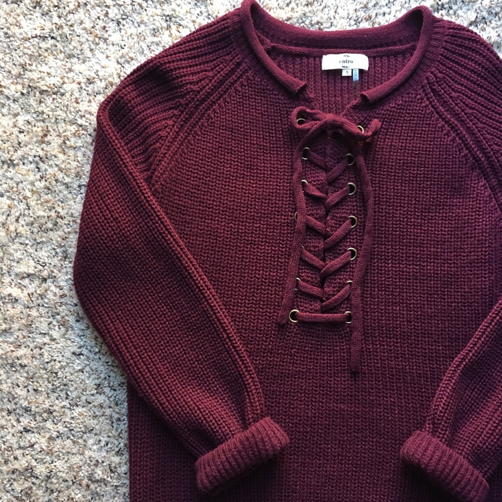 Entro lace up neckline sweater