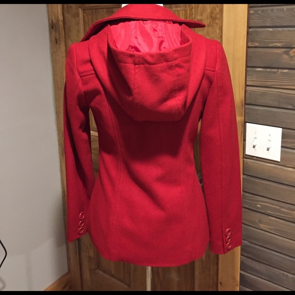 Ladies deep red pea coat - Picture 2 of 6