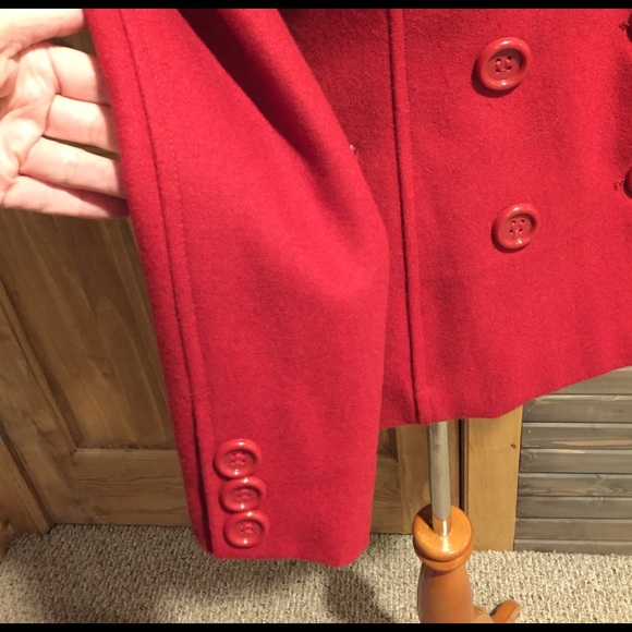 Ladies deep red pea coat - Picture 4 of 6