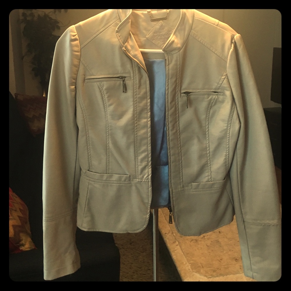 Cream faux leather jacket