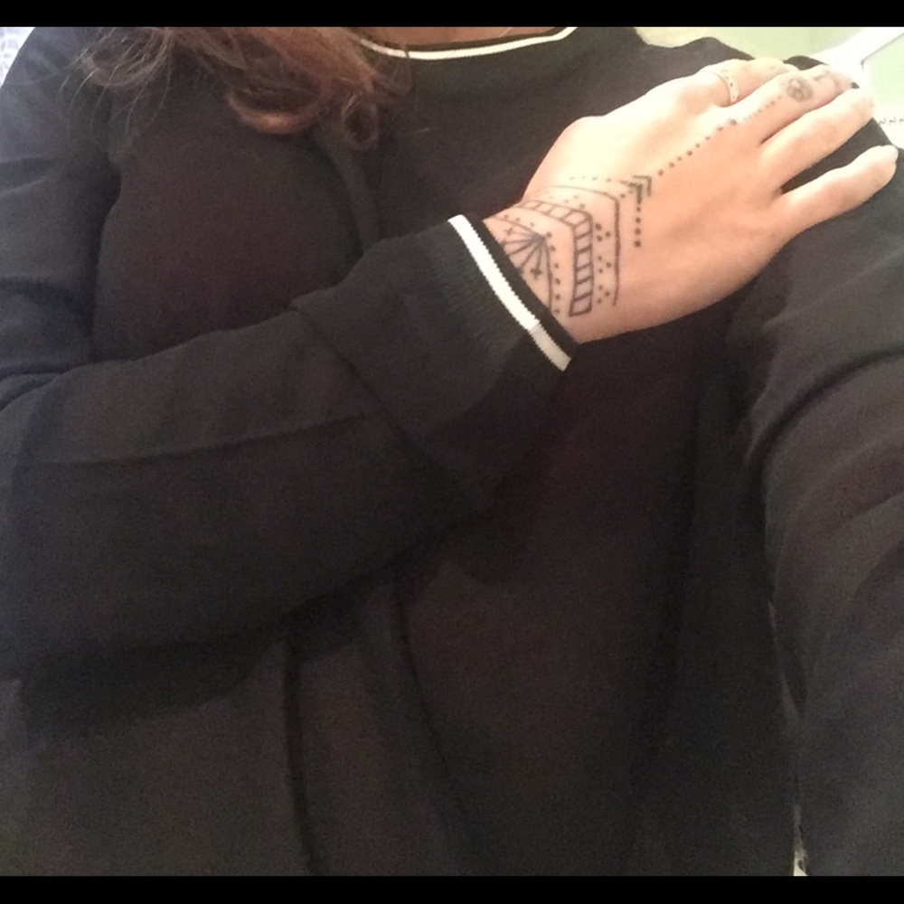 See through black and white long sleeve shirt