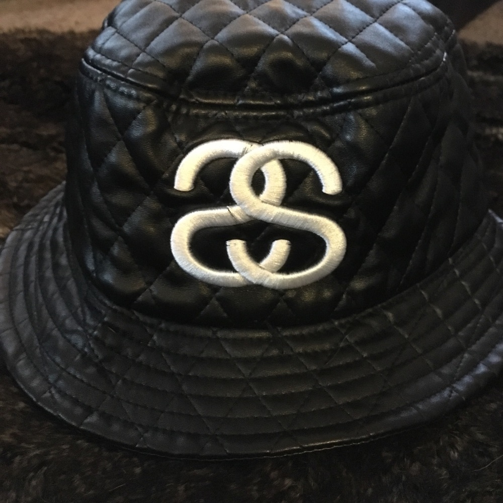 Stussy Quilted Vegan Leather Bucket Hat