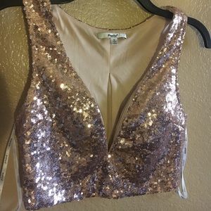 Gold sequin crop top