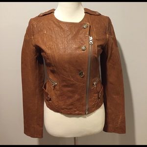 Ladies brown leather jacket