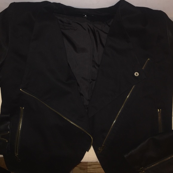 Aqua faux suede and leather moto jacket - Picture 2 of 3