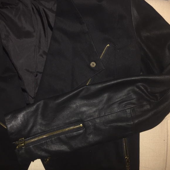 Aqua faux suede and leather moto jacket - Picture 3 of 3