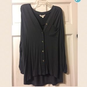 Dark gray button down blouse