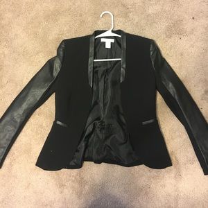 Leather panel blazer