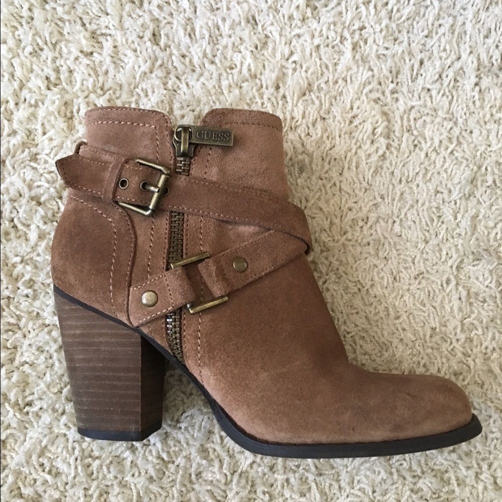 Guess suede booties size 6 1/2. Only worn once!